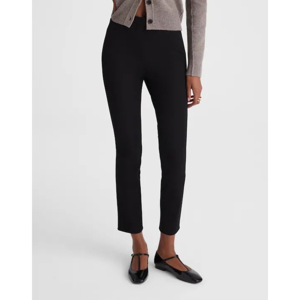 Madewell Black High Rise Ponte Side Zip Straight Leg Slim Crop Pant 10 NEW